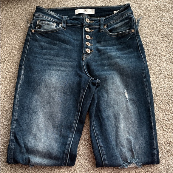 KanCan Distressed Buttonfly Skinny Jeans - Picture 3 of 5